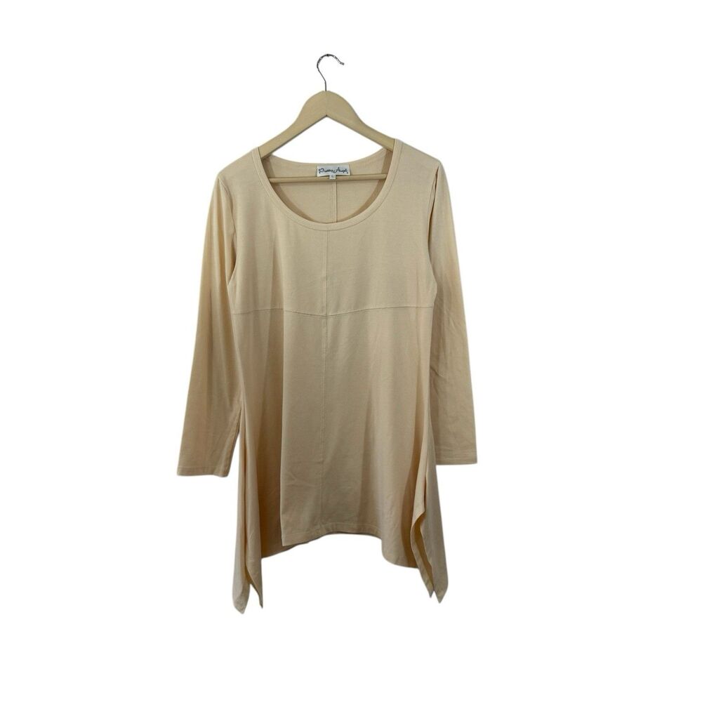 Pretty Angel Large Tunic Top Linen Cotton Asymmetrical Hem Long Sleeve Womens